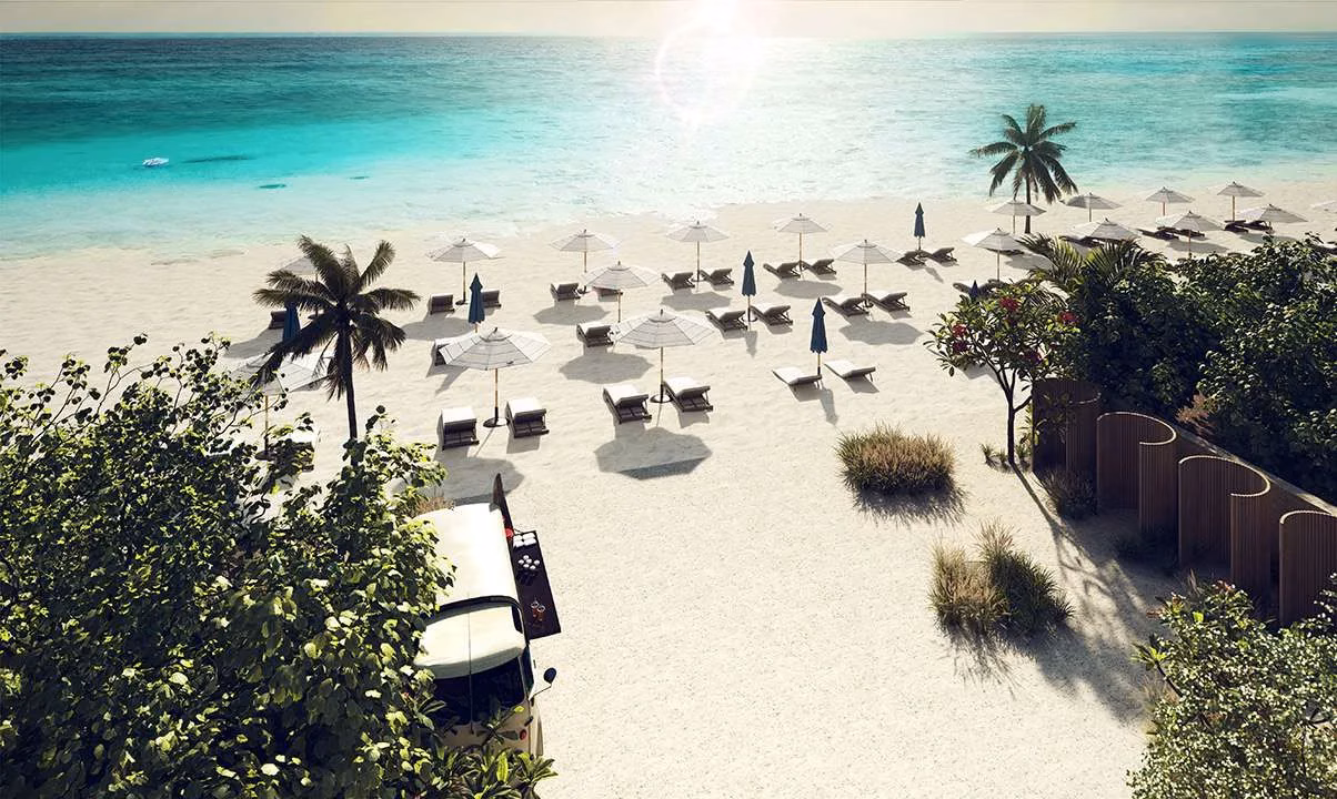 Club de playa condominal y acceso al Caribe en Corasol