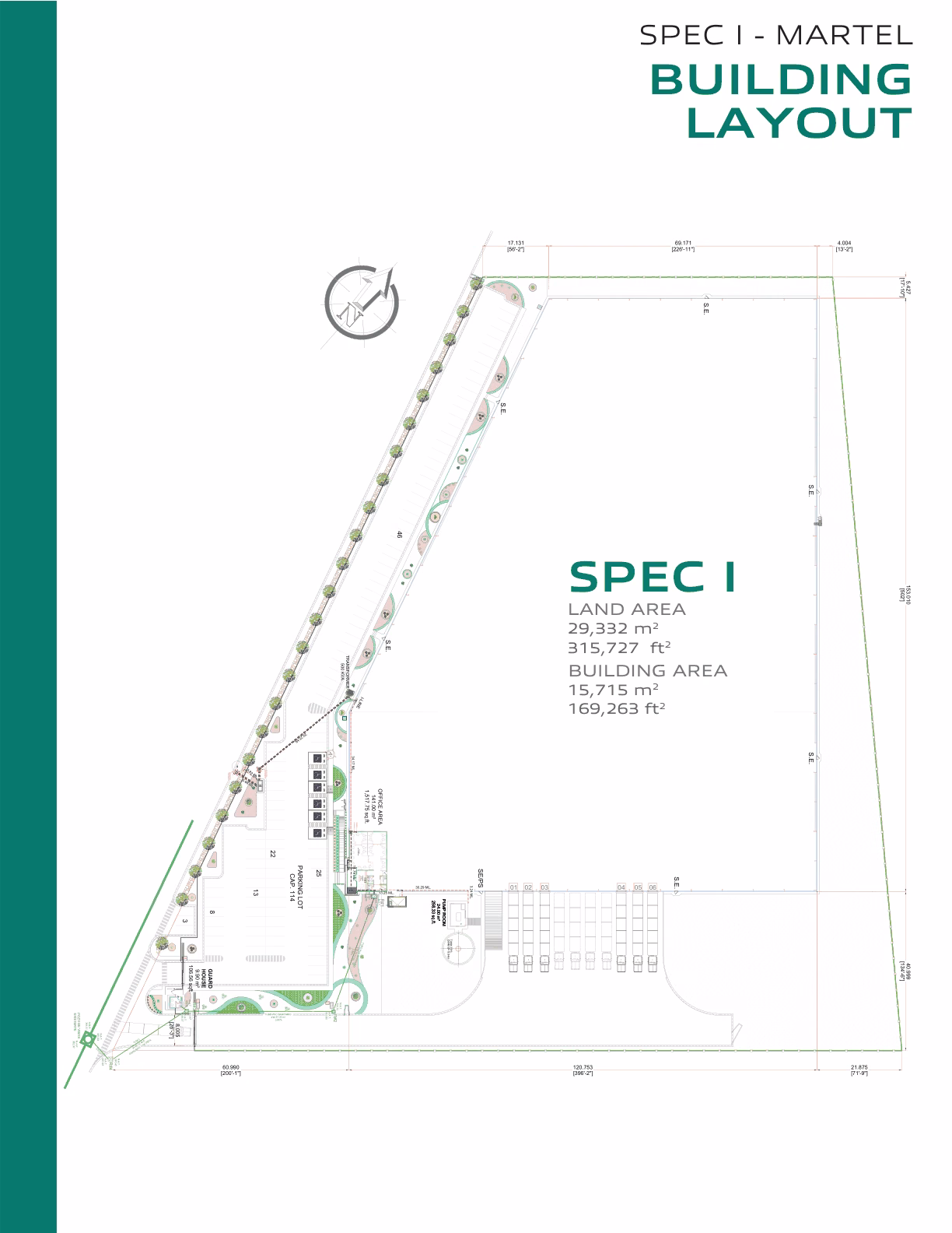 Plano de distribución de la nave industrial de 15715 m² en Apodaca