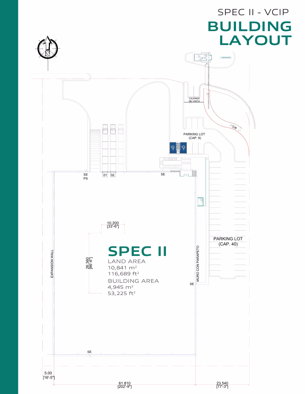 Plano de distribución de la nave industrial de 4945 m² en Celaya
