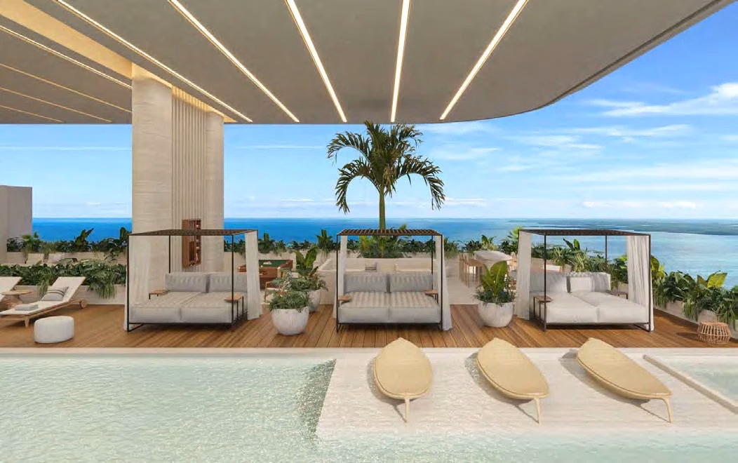 Imagen ilustrativa de la piscina y terraza para propietarios